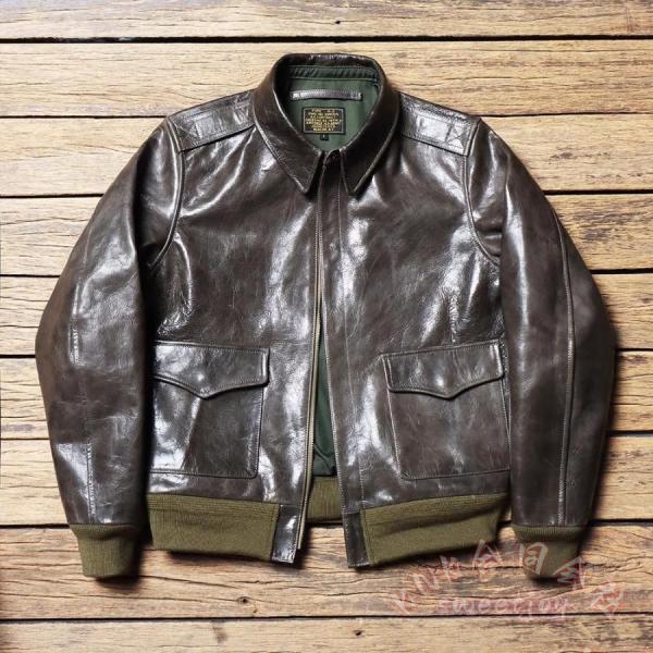 ベジタブルタンニン ゴートスキン 本革ジャケット KNK(株) レトロアメリカン メンズ ラペル フライトジャケット 革ジャン 渋い 経年変化