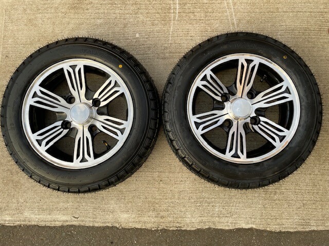 【即納】2本入り 12インチ タイヤ + ホイールセット 125/65-12 2本入り EVトゥクトゥク EV TUKTUK 12インチにインチアップアップ アルミ製 適合： AONEW EQV CAMP の後輪