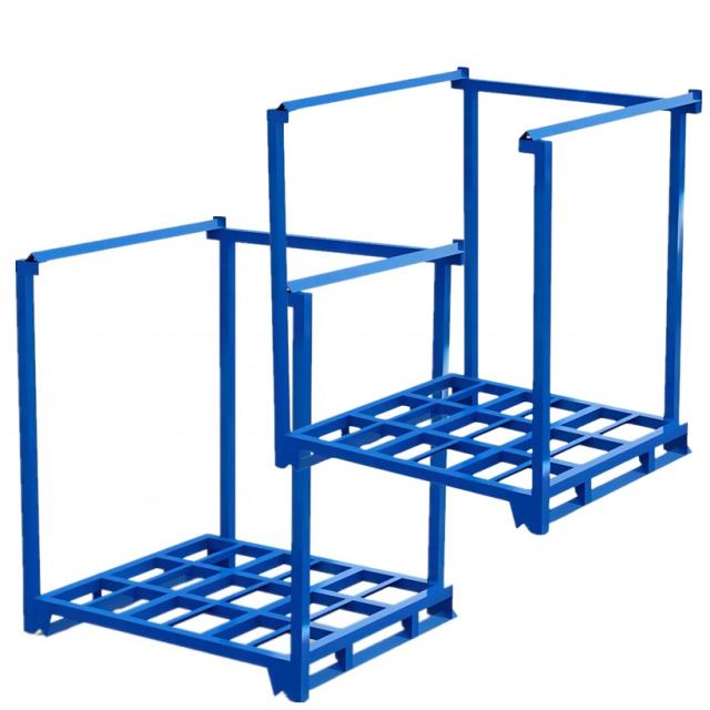 【即納】ネスティングラック ネスラック ネステナー 幅1320x奥行1250x高1500mm (内寸1200x1200x1300) パレットラック コンテナパレット 枠付きパレット ラック付き 倉庫の四角い枠 赤枠 積み上げ式の枠 2枚入り 色：ブルー