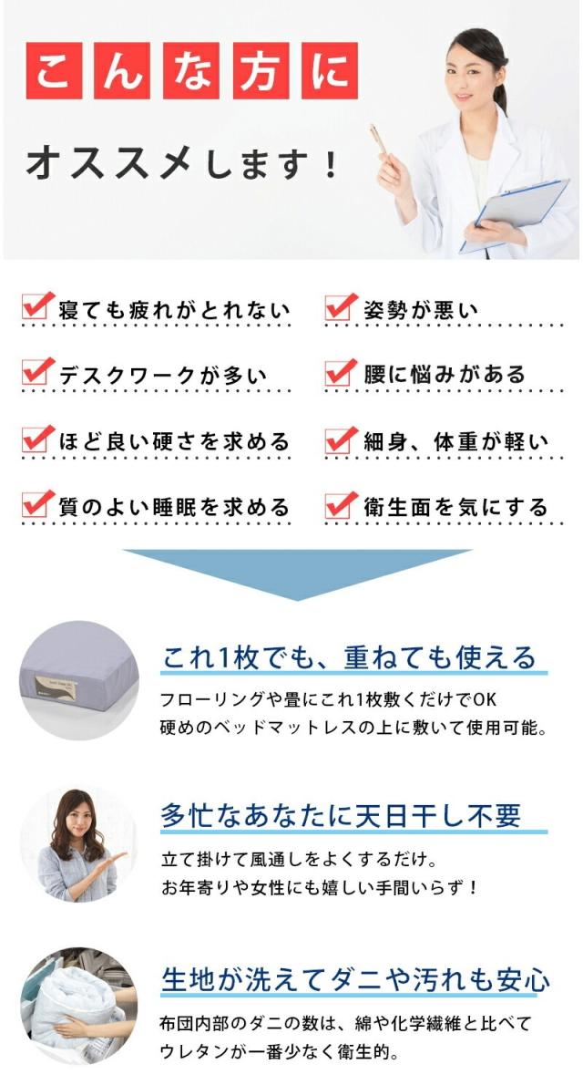 西川 マットレス 高反発 セミシングル 硬め 厚さ9cm 折りたたみ 敷布団 ウェーブコンフォート 170N 健康マットレス 体圧分散マットレス 体圧分散 日本製 3年保証_6