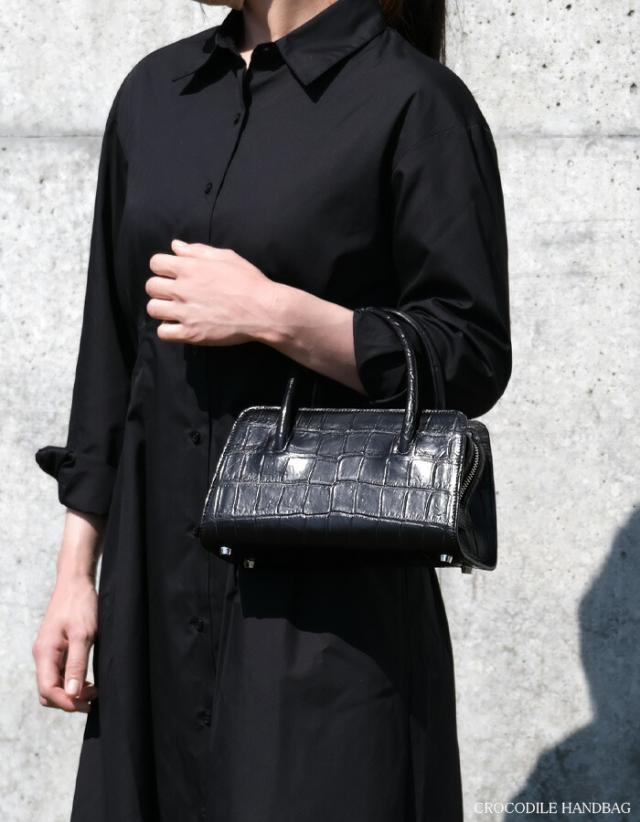 クロコダイル ハンドバッグ 2way ミニ 小さめ バッグ 本革 ワニ革 クロコ ブラック 黒色 バフ仕上げ フォーマルバッグ ショルダーバッグ 肩掛け 斜めがけ かわいい キャバ ホステス プレゼント 母 女性 レディース 冠婚葬祭 2022 秋 秋冬 冬 aruba アルバ (hcb480)za022_3