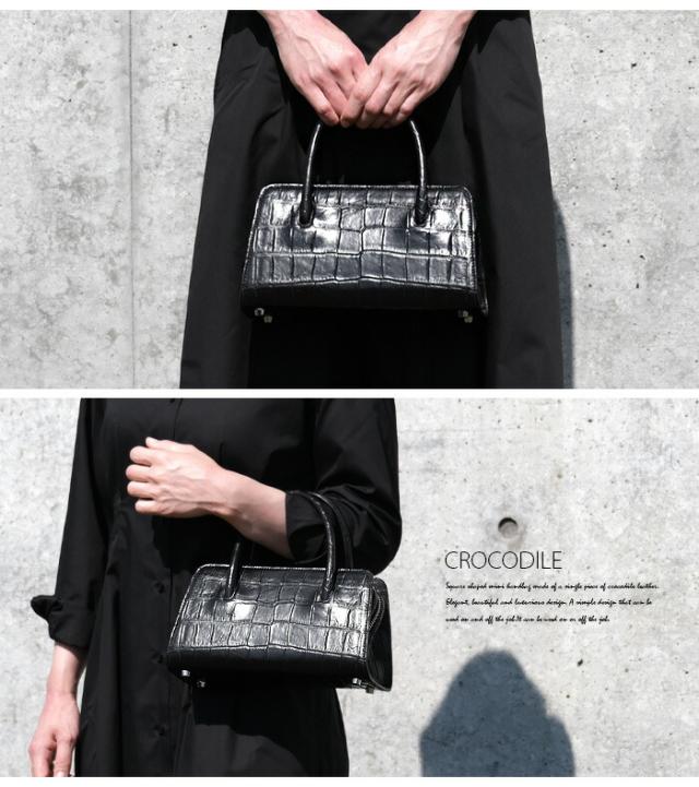 クロコダイル ハンドバッグ 2way ミニ 小さめ バッグ 本革 ワニ革 クロコ ブラック 黒色 バフ仕上げ フォーマルバッグ ショルダーバッグ 肩掛け 斜めがけ かわいい キャバ ホステス プレゼント 母 女性 レディース 冠婚葬祭 2022 秋 秋冬 冬 aruba アルバ (hcb480)za022_15