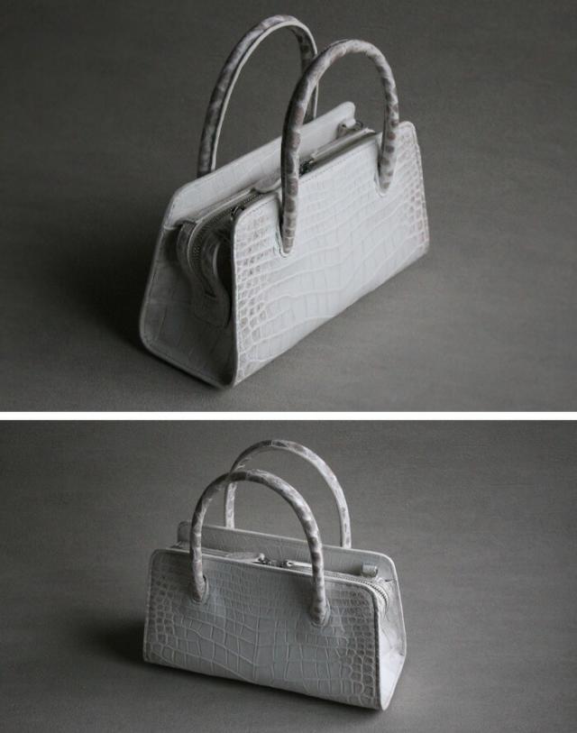 ヒマラヤクロコダイル ハンドバッグ 2way ミニ 小さめ バッグ 本革 ワニ革 マット ショルダーバッグ 肩掛け 斜めがけ 白 ホワイト ヒマラヤ クロコ フォーマル カジュアル かわいい キャバ ホステス プレゼント 母 女性 レディース 2022 春 秋 冬 aruba アルバ (hcb481)za022_14