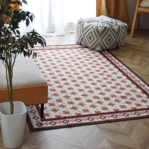 TOCO LIFE レトロフラワー 200×240cm ラグ マット カーペット おしゃれ