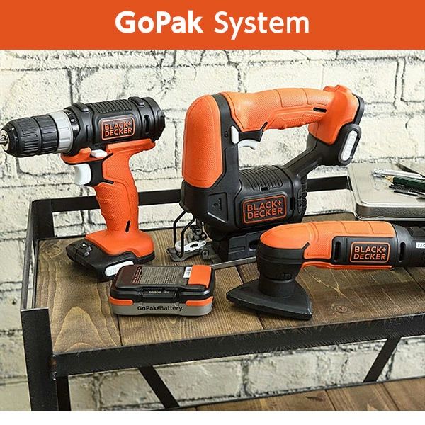 GoPak プロジェクトパック 5点セット (ドリルドライバー/ジグソー/サンダー/LEDライト/充電池) BDCK124S1S ドリルドライバー ジグソー ブラックアンドデッカー 送料無料_1