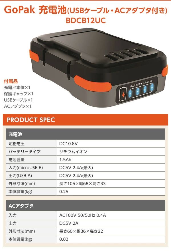 GoPak プロジェクトパック 5点セット (ドリルドライバー/ジグソー/サンダー/LEDライト/充電池) BDCK124S1S ドリルドライバー ジグソー ブラックアンドデッカー 送料無料_7