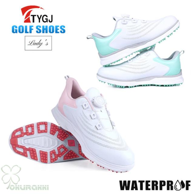 ゴルフ ゴルフシューズ 夏用 快適 通気 ダイヤル式 ソフトスパイク レディース スパイクシューズ スニーカー 靴 女子 防水 人工皮革