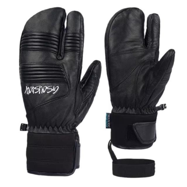 新品GsouSnow本革スキーグローブ スノーボード/スキー 男性用 3本指 防水・保温 女性用 スポーツ スキーグローブ