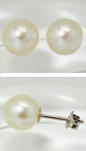 ●Pt900 プラチナ【真水パール/真珠 8粍玉】ピアス 分かりやすい スタッド型 両耳 目じるし入り口・入口 誕生石 冠婚葬祭 御祝い フォーマル Z0101955G3