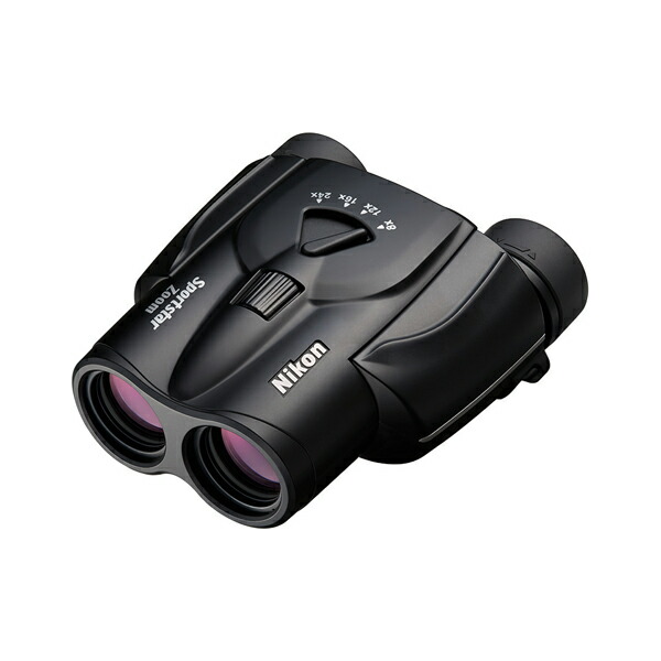 ■Nikon ニコン　双眼鏡【スポーツスターズーム　8-24×25　倍率8〜24倍　ポロプリズム】センターフォーカス　オペラグラス　おしゃれ シンプル　スポーツ　レジャー　コンサート ライブ 旅行　観察　観劇　観戦　ブラック　071182パール