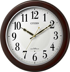 ■CITIZEN　シチズン【電波掛時計】木枠　茶色光沢　8MYA37-006
