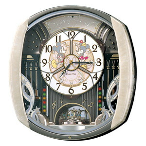 ■SEIKO　ディズニータイム　掛け時計【ミッキー＆フレンズ からくり電波時計】メロディ付き　FW563A