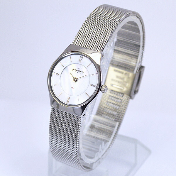 ●[#大特価 #在庫あり #現品限り！ ]  #スカーゲン #SKAGEN #ウォッチ #腕時計 #ステンレススチール #アナログ #クオーツ #3気圧防水 #ミネラルガラス #レディース #メッシュバンド #ダブルロック #ホワイトシェル #白蝶貝 #デンマーク #スリム 233XSSS