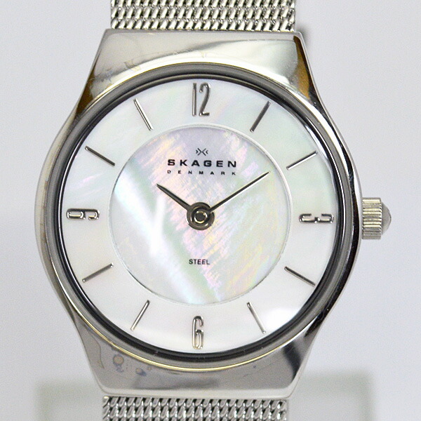 ●[#大特価 #在庫あり #現品限り！ ]  #スカーゲン #SKAGEN #ウォッチ #腕時計 #ステンレススチール #アナログ #クオーツ #3気圧防水 #ミネラルガラス #レディース #メッシュバンド #ダブルロック #ホワイトシェル #白蝶貝 #デンマーク #スリム 233XSSS_1