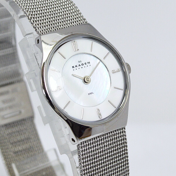 ●[#大特価 #在庫あり #現品限り！ ]  #スカーゲン #SKAGEN #ウォッチ #腕時計 #ステンレススチール #アナログ #クオーツ #3気圧防水 #ミネラルガラス #レディース #メッシュバンド #ダブルロック #ホワイトシェル #白蝶貝 #デンマーク #スリム 233XSSS_5