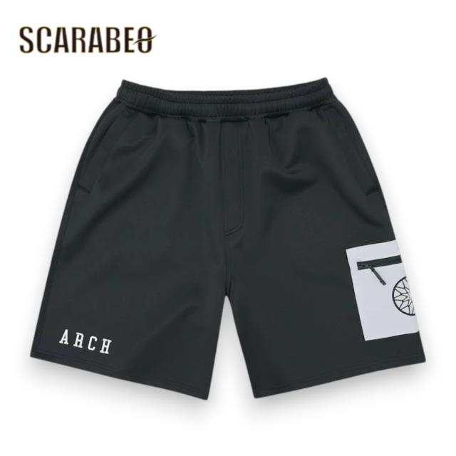 Arch アーチ BB rim ジャージ ショートパンツ ブラック/シルバー B225-115 バスケウェア バスパン ゆったり ジャージ生地 メンズ レディース b225-115