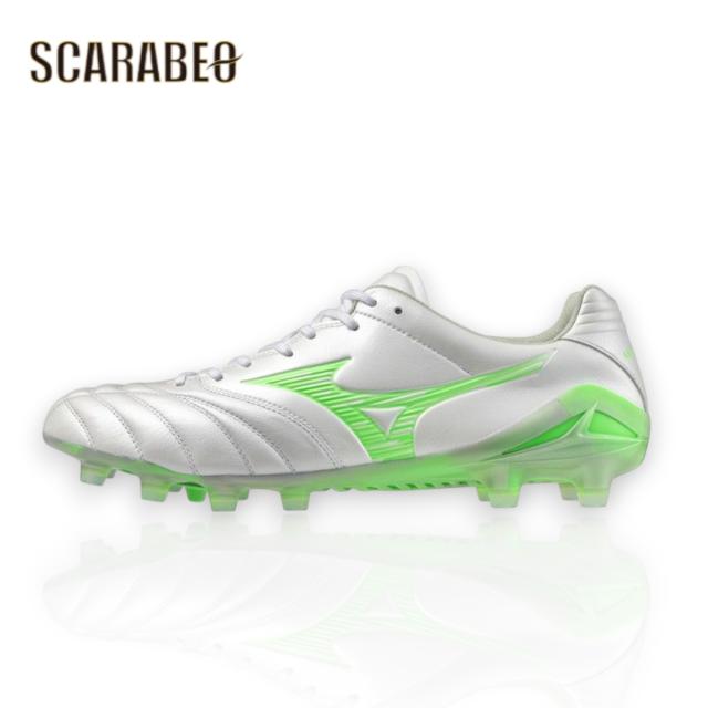 【大きいサイズあり】MIZUNO ミズノ モナルシーダ NEO 3 ELITE サッカースパイク 天然皮革 カンガルーレザー 軽量モデル 2E相当 P1GA252037 ホワイトパール×グリーン p1ga252037