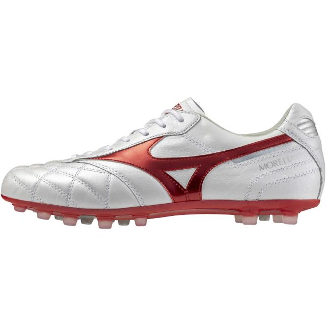 ミズノ モレリアII JAPAN AG MORELIA 2 JAPAN AG 40周年モデル スーパーホワイトパール×ルビーレッド サッカースパイク 人工芝用 日本製 天然皮革 p1ga250360