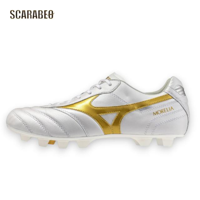 【今だけ特典】アンダーシャツ1枚プレゼント ミズノ MIZUNO モレリアII JAPAN サッカースパイク 限定カラー ユニセックス ブライトゴールドパック 固定式 日本製 ホワイトゴールド p1ga260150