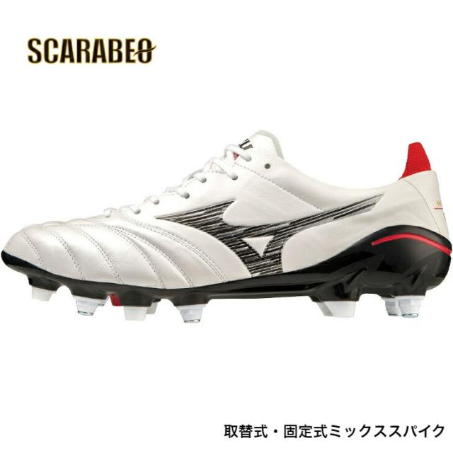 【今だけ特典】アンダーシャツ1枚プレゼント ミズノ サッカー 取替・固定式 スパイク モレリア ネオ 4 ジャパン ミックス ホワイト × ブラック P1GC233009 MORELIA NEO IV JAPAN MIX MIZUNO