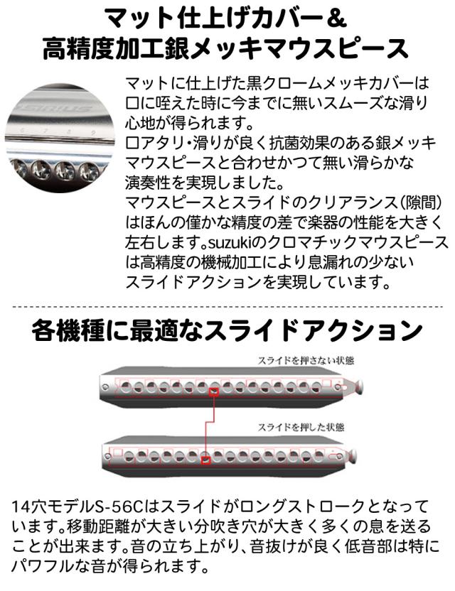 SUZUKI スズキ クロマチックハーモニカ シリウス S-56C 14穴 56音（3オクターブ半）_4