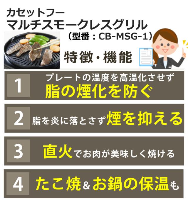 イワタニ テープコンロ マルチスモークレスグリル CB-MSG-1（ラッピング不可）
