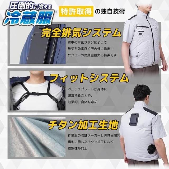 サンコー 防暑服 圧倒的に冷える 冷蔵服2026 TKWE26SJU3L 半袖 サンドカーキ 3L 冷却 空調 涼しい THANKO（ラッピング不可）_4
