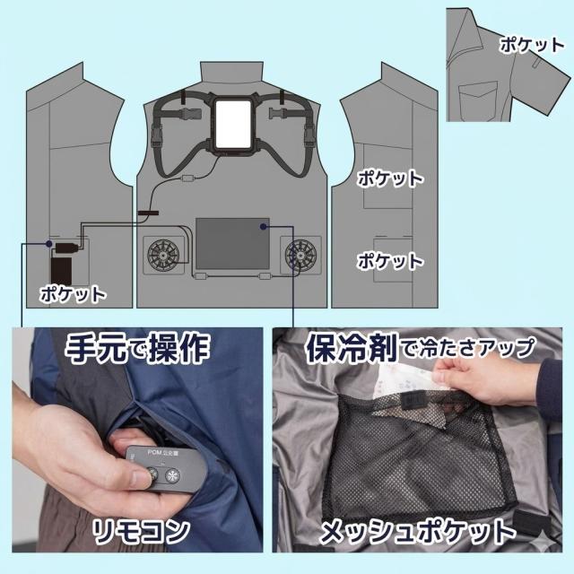 サンコー 防暑服 圧倒的に冷える 冷蔵服2026 TKWE26SGR5L 半袖 アーミーグリーン 5L 冷却 空調 涼しい THANKO（ラッピング不可）_5