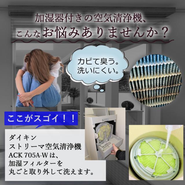 ダイキン 空気清浄機 31畳 花粉対策 加湿ストリーマ ACK705A-W ホワイト 2025年 モデル （ラッピング不可）_1