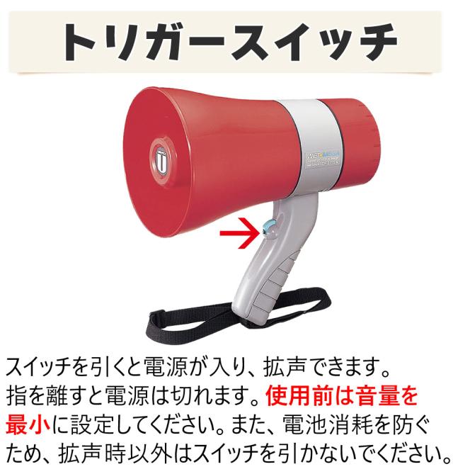 UNI-PEX メガホン 防滴メガホン レッド グレー 6W サイレン付 IP65 TR-215SA（ラッピング不可）_4