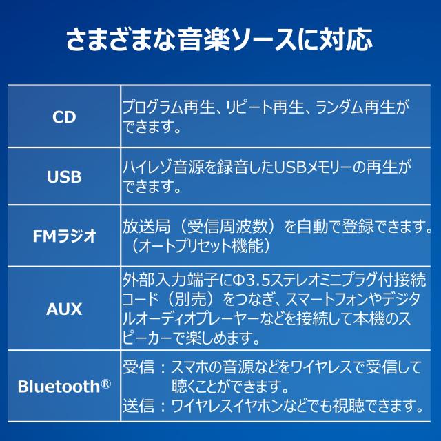 東芝 TOSHIBA ミニコンポ ブラック オーディオケーブル1m Bluetooth CD AX-XSS100(K) AX-35MS10BK オーディオケーブル付 2点セット（ラッピング不可）_11