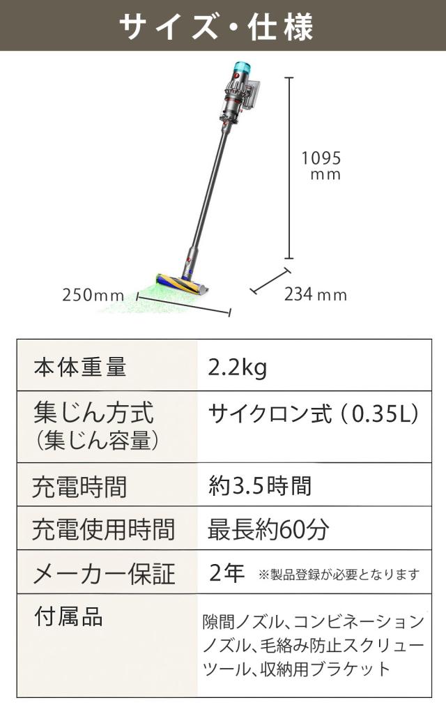 （メーカー正規品）ダイソン スティッククリーナー SV46 FF V12 Detect Slim Fluffy  スタンド DCS-M10N-BK 付セット_14