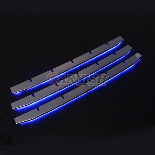 キャラバン NV350 E26 LEDフロントバンパーグリル ガーニッシュ カスタムパーツ ドレスアップ アクセサリー ステンレス+ABS製+ブルーLED 3PCS_1