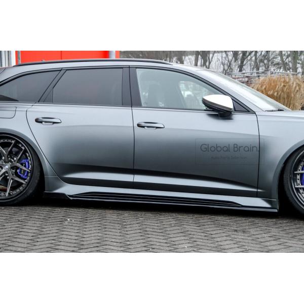 アウディ RS6 C8 サイド スカート カバー スポイラー+ウィングレット