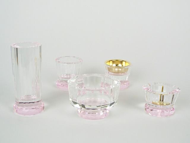 【クリスタル仏具】心結(miyu)５点セット　ピンク【smtb-KD】