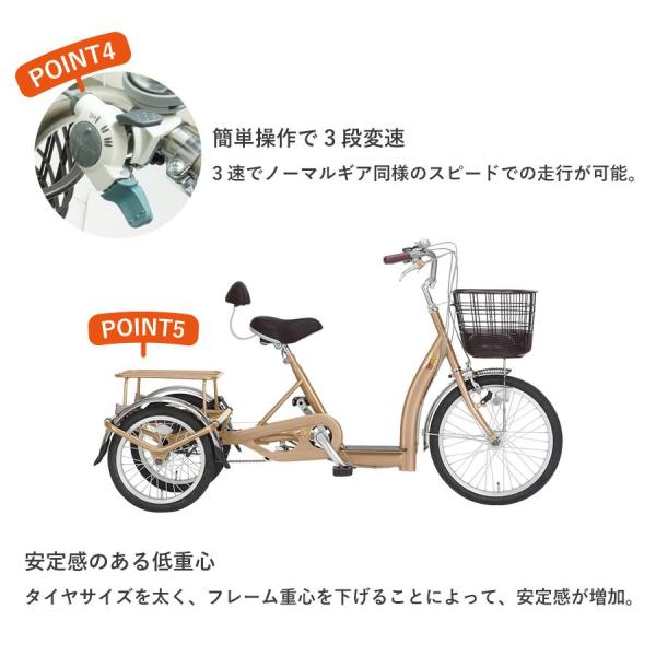 ※送料込み  シニアサイクル こげーる LivelyIII　低床三輪自転車_2