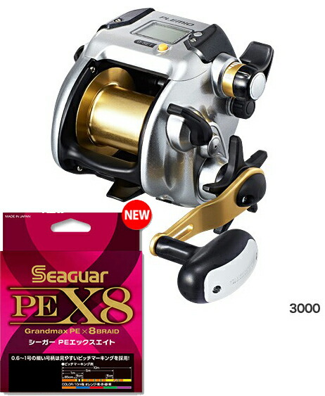 シマノ  プレミオ ３０００ ＰＥライン４号４００ｍ(シーガー PE X8 ※8本撚り)セット！ 電動リールに糸を巻いてお届けします！ shimano PLEMIO