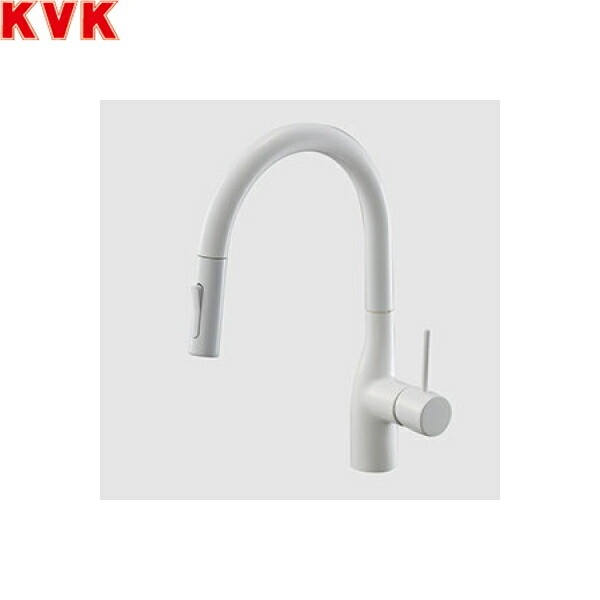 KM6061ZECC4HS KVK 流し台用 シングルシャワー付混合栓 撥水膜コーティング 寒冷地仕様 グロスホワイト 送料無料