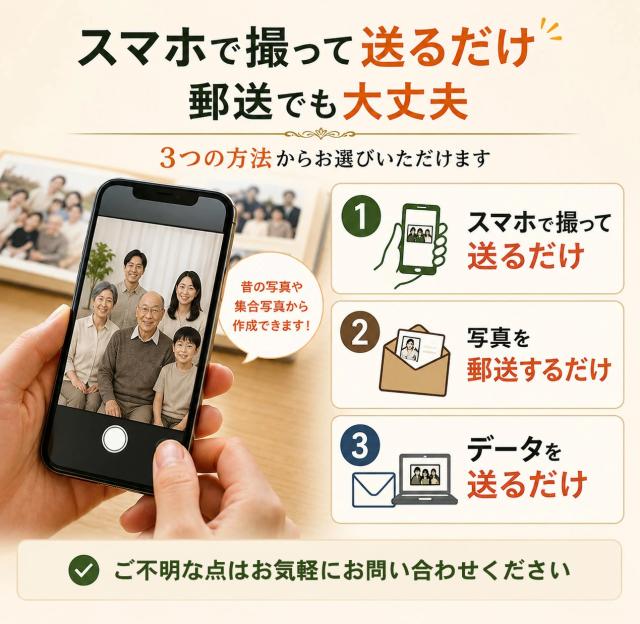 遺影 作成 四切 額入り 短納期 プロ仕上げ ピント シミ シワ 修正 四つ切り 四つ切 サイズ 額 遺影写真 制作 葬儀写真 肖像写真 慰霊写真 生前遺影 葬式の写真 終活 着せ替え バック消し 背景変更 作り直し 作り替え 再作成_6