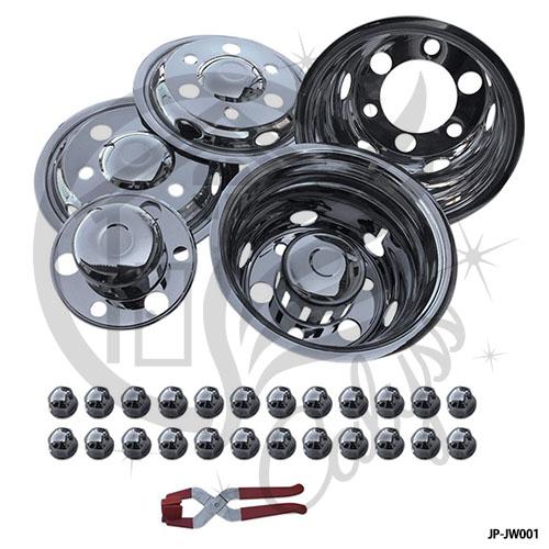 トラック 汎用 ステンレス ホイールライナー 6H 5.5J-16 インチ 41mmナットホイール カバー キャップ セット トラックパーツ