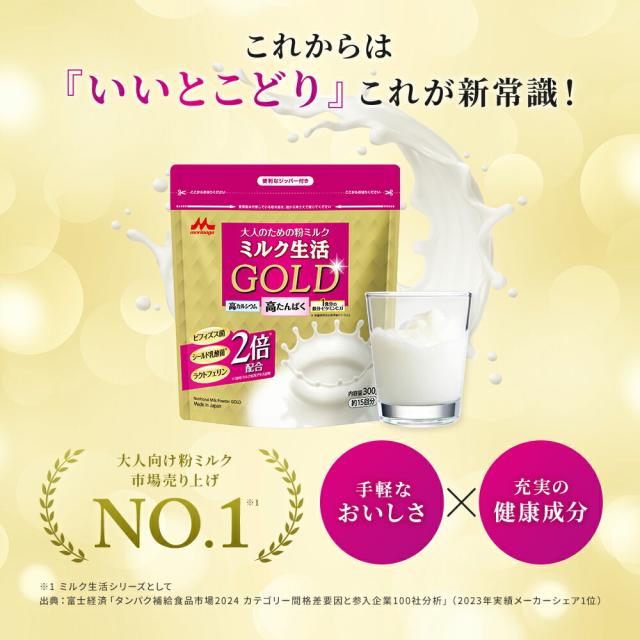 【 専用スプーン 付き】ミルク生活GOLD パウチタイプ＜4袋セット（300g入り）＞ 【森永乳業 公式】 | 高 たんぱく 高 カルシウム 中鎖脂肪酸 鉄 ビタミン ミネラル 食物繊維 DHA 葉酸 ラクトフェリン ビフィズス菌 乳酸菌 オリゴ糖 ミルク生活 大人の粉ミルク タンパク質