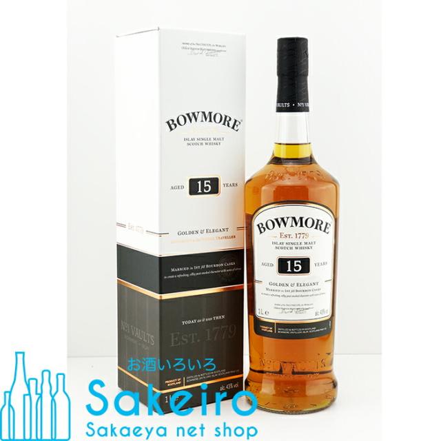 ボウモア 15年 ゴールデン＆エレガント 43％ 1000ml[ウイスキー][御歳暮 贈り物 御礼 母の日 父の日 御中元]