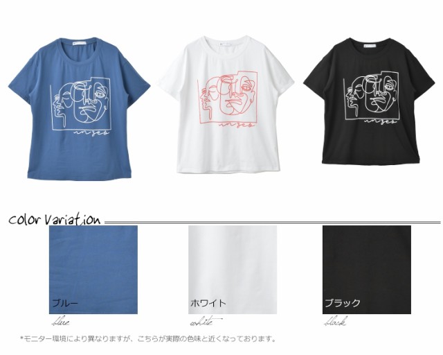 メール便対応 大きいサイズ レディース トップス Tシャツ 半袖 イラストプリント ピカソ風イラスト Uネック カットソーの通販はau Pay マーケット Janjamcollection