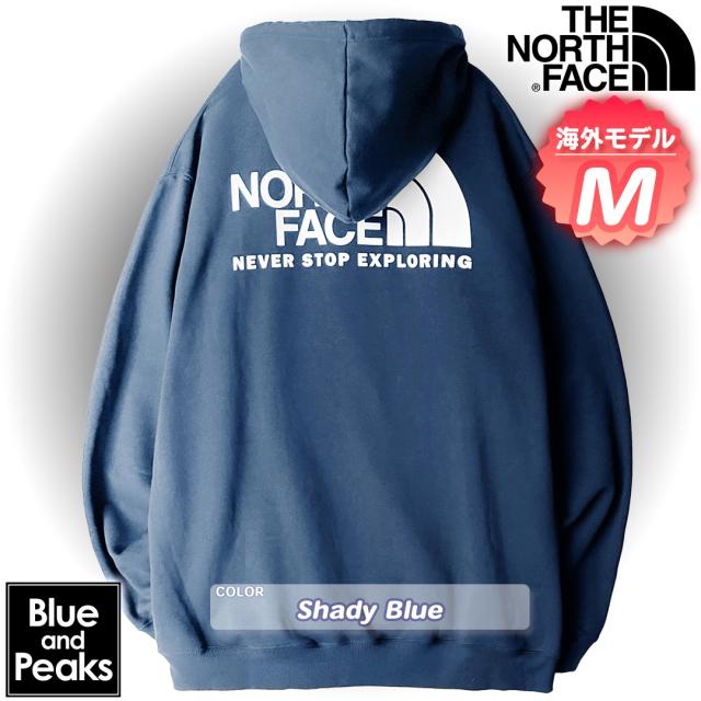 THE NORTH FACE パーカー Throwback Hoodie ShadyBlue Mサイズ メンズ バックプリント 裏起毛 フーディー ノースフェイスパーカー メンズパーカー ハーフドーム 白 黒 アウトドア ブランド 大きいサイズ ペアルック レディース も着れる！ビッグサイズ ビッグシルエット