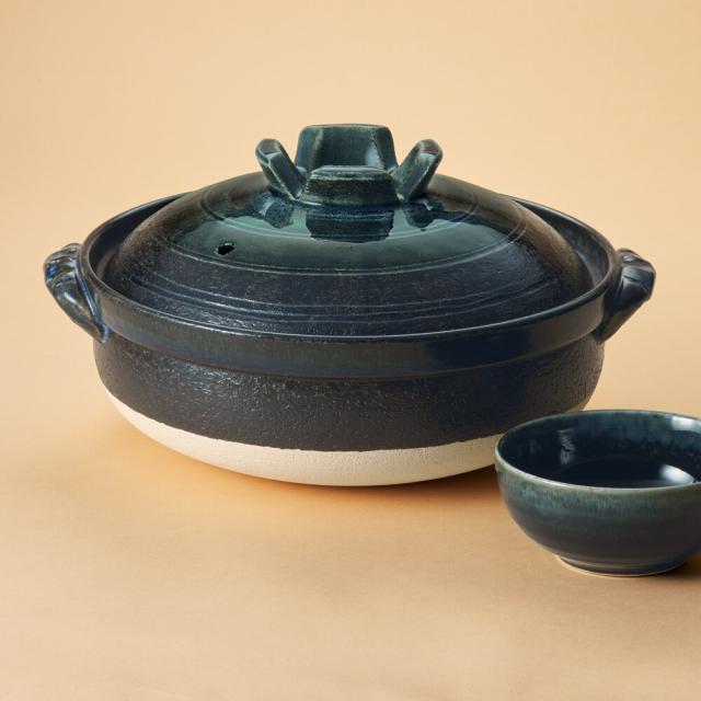 るり釉９号深鍋（萬古焼）