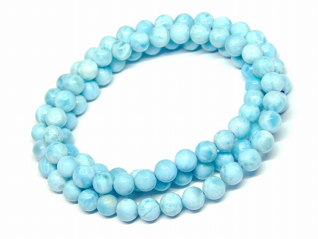 66086 ラリマー 6mm AAA ドミニカ共和国産 三重ブレスレット
