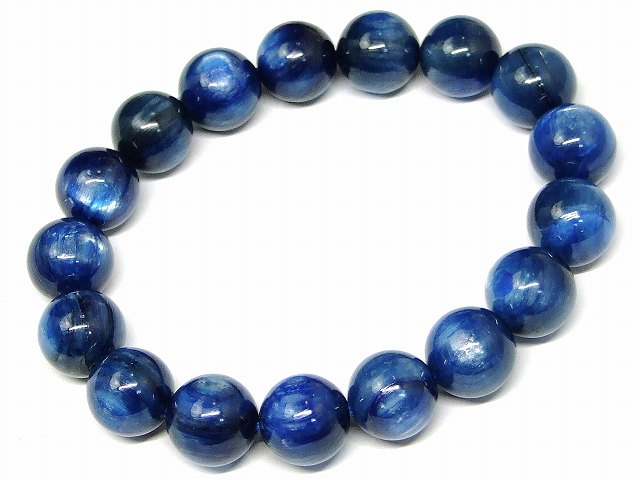 g3-681F　　カイヤナイト 12mm AAA ブレスレット 内径18cm 鑑別済 本物保証 ポーチ付き 送料無料 ブラジル産 天然石 パワーストーン