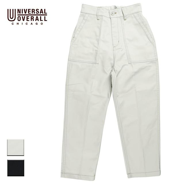 UNIVERSAL OVERALL ユニバーサルオーバーオール BAKER PANTS レディース アイボリー/ブラック M-L U2312605 【ベイカーパンツ カーゴパンツ ワンタック タックパンツ ゴム パンツ おしゃれ ブランド 白 黒】