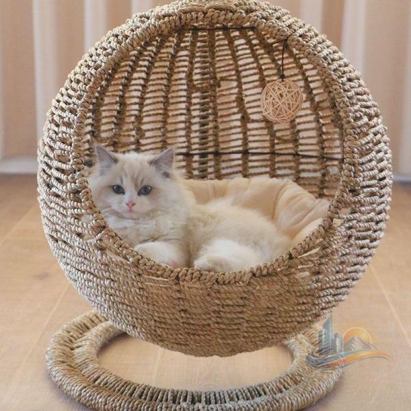 ペットベッド ペットマット ラタン ドーム型 猫ちぐら風 ハンギングチェア 犬用 アドバンスト 猫用 洗える 暖かい ふわふわ 滑り止め お昼寝 冬用 おしゃれ