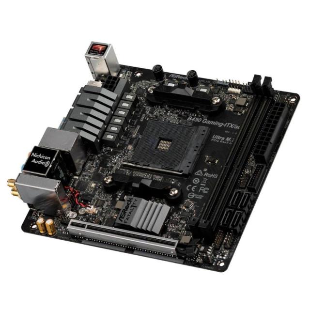 ASRock Fatal1ty B450 Gaming-ITX/ac AC AMD B450 AM4 DDR4-3200 32GB M.2 SATA Gigabit LAN Motherboard 中古